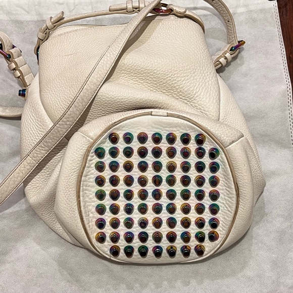 Alexander Wang Rockie Bucket Tote Iridescent oil slick hardware two way crème - Picture 3 of 12